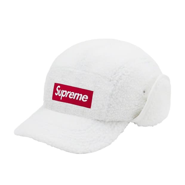 [M/L] 슈프림 딥 파일 이어플랩 캠프캡 화이트 - 20FW