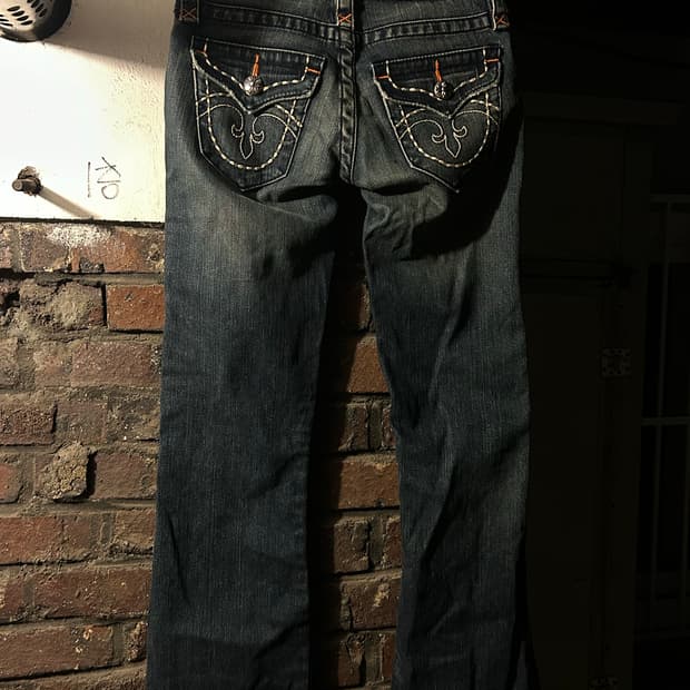 2000s 라구나비치 y2k 로우라이즈 세미부츠컷 데님팬츠