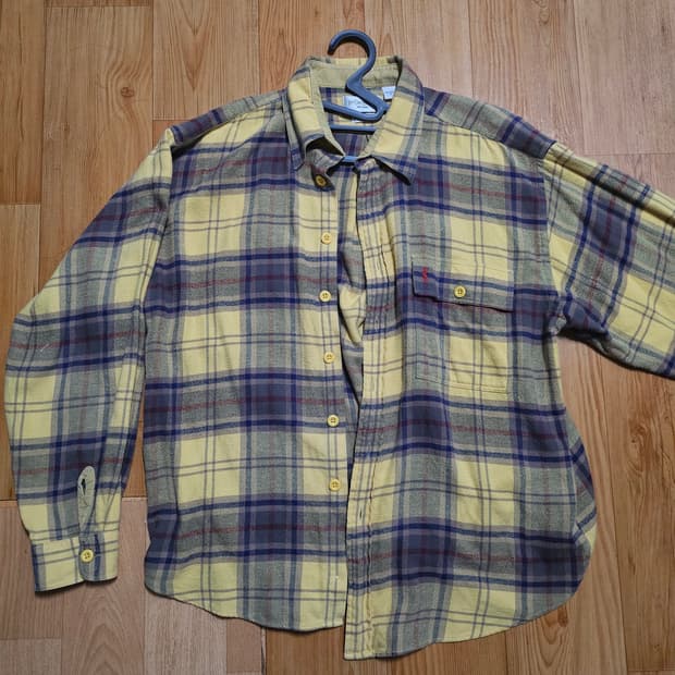 생로랑 옐로우 체크셔츠