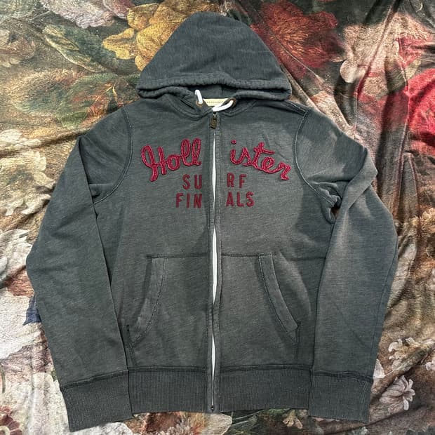 홀리스터 빈티지 빅로고 그레이후드집업 M