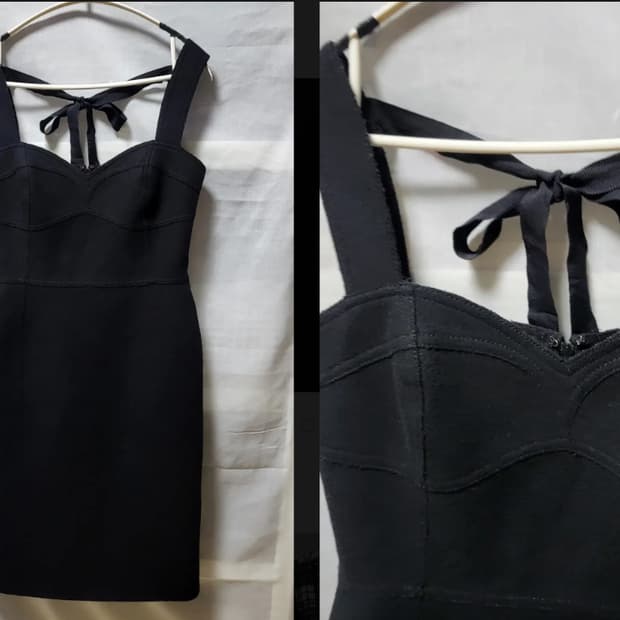 럭키슈에뜨 블랙 뷔스티에 미디 원피스