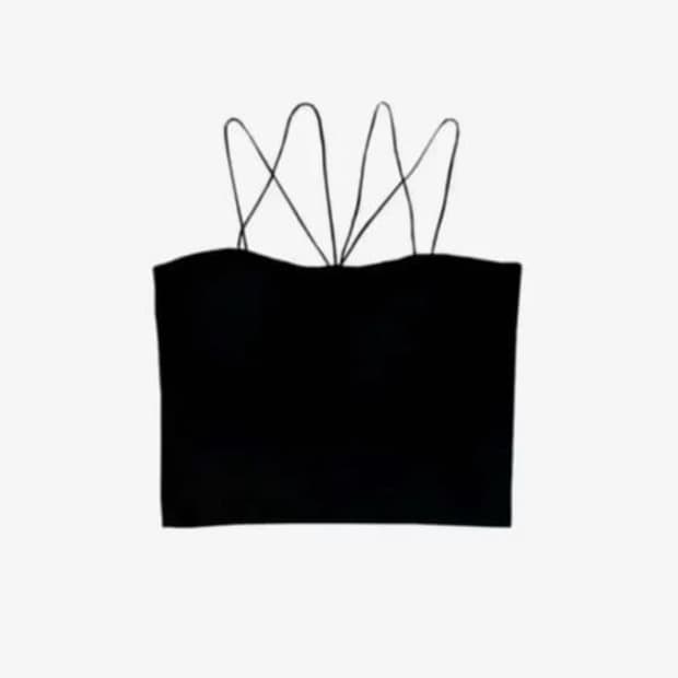 뉴얼린 브라탑  블랙 Basic cross strap bra Top 