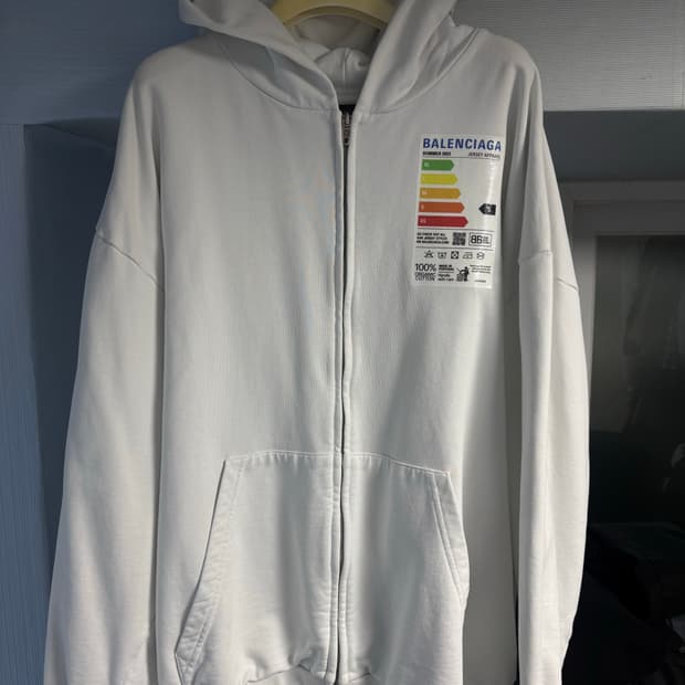 발렌시아가 에너지 레벨 화이트 후드집업 스몰핏 M