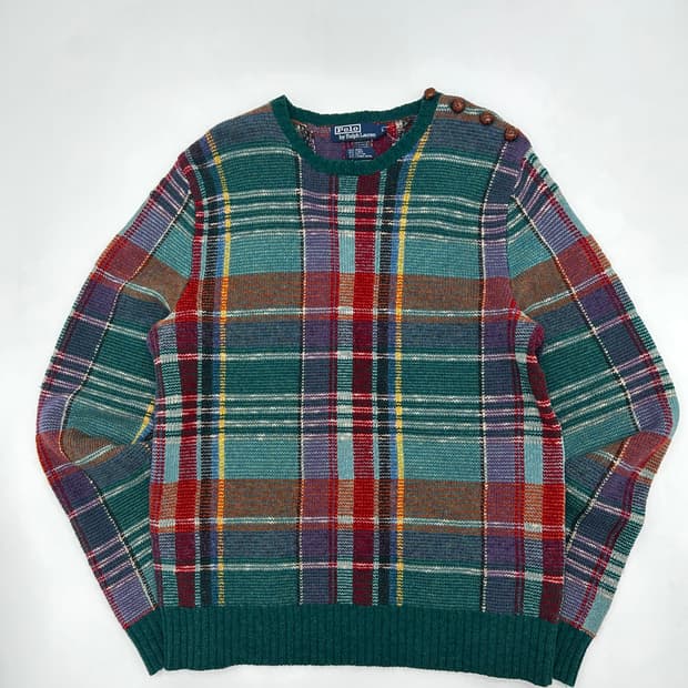 폴로 체크 니트