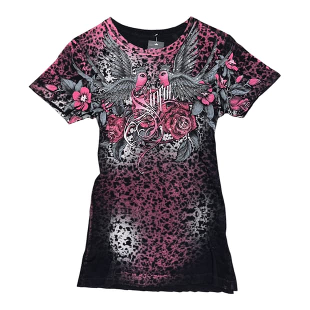 y2k호피 큐빅 프린팅 반팔티 y2k펑크