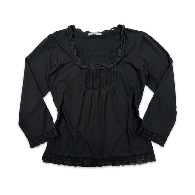 빈티지 블랙 레이스 긴팔티