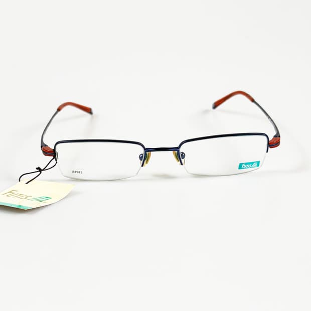 90s FUTIS 반무테 스퀘어 네이비 메탈 빈티지 안경