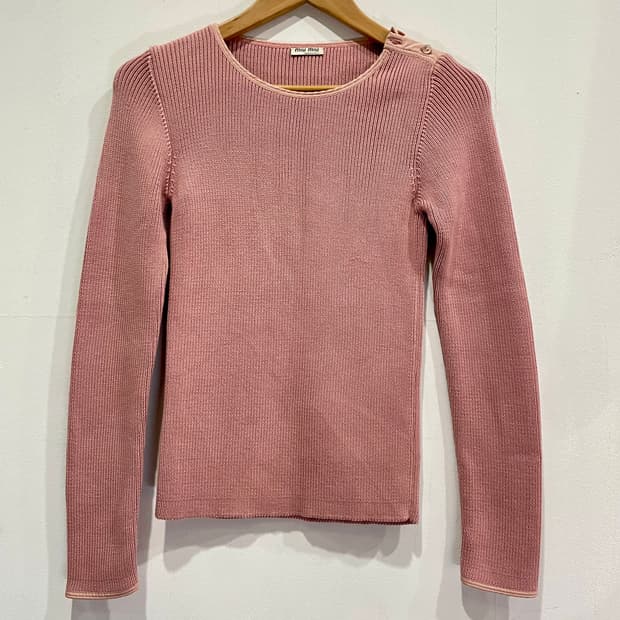 미우미우 핑크 골지 니트 42 정품