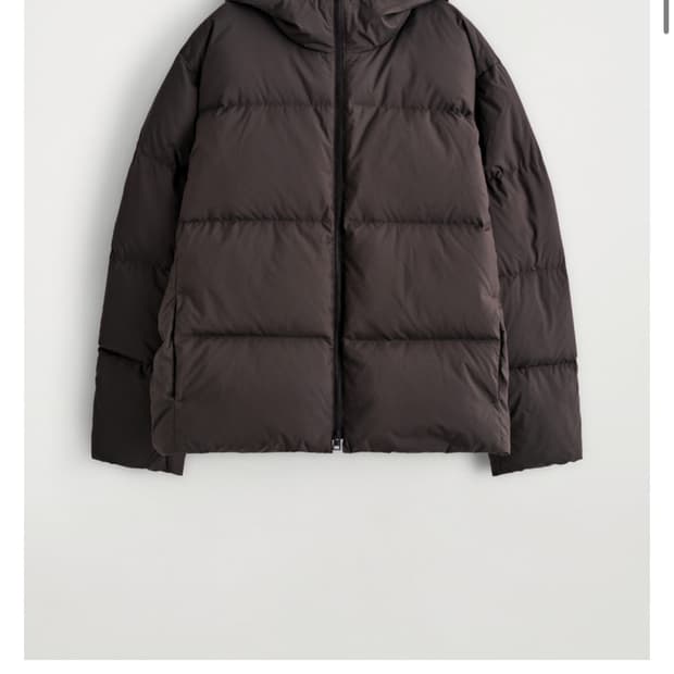 [S]COS 퀼티드 후드 다운 재킷 다크브라운
