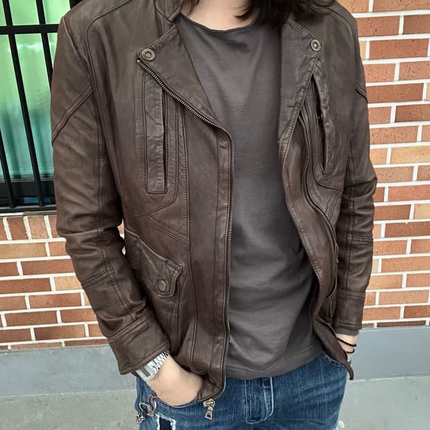 (L)게스 쉽스킨 빈티지 레더자켓