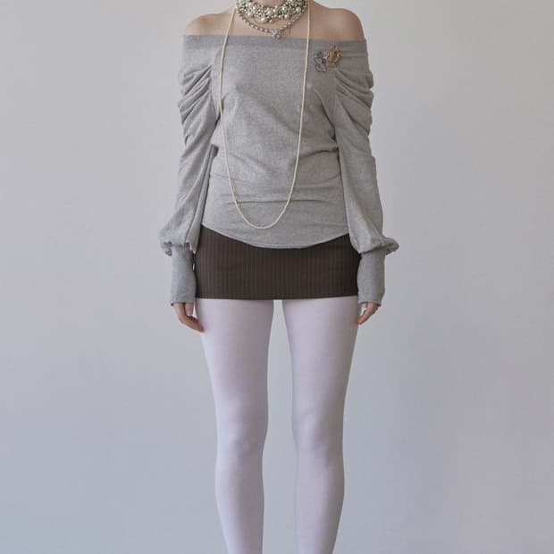 Princess off shoulder tee melange gray s