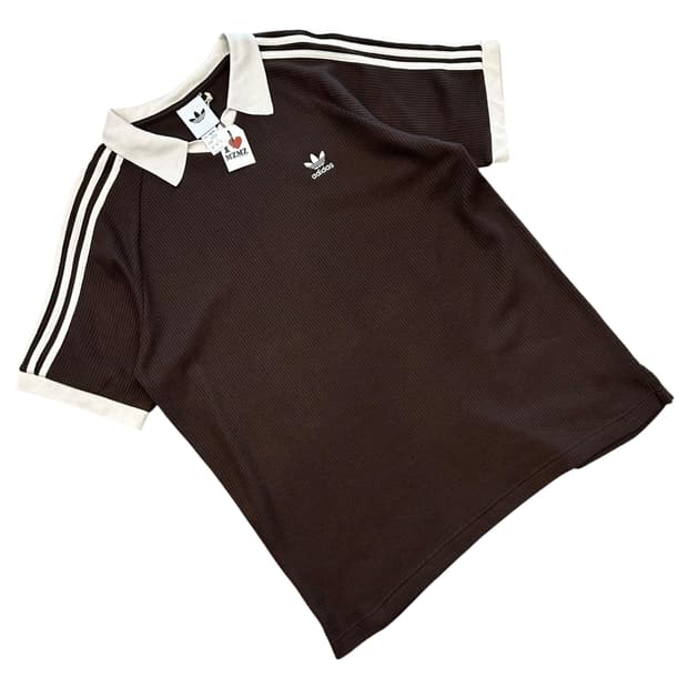 [XL] 아디다스 와플 사이드라인 카라 티셔츠 브라운 A280