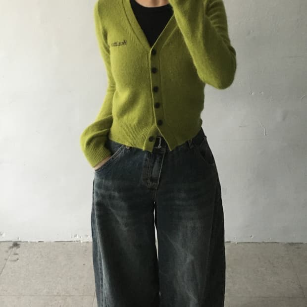 스컬프터 앙고라 니트가디건