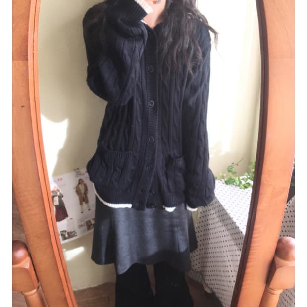 마루빈티지 블랙니트 후디 black knit hoody