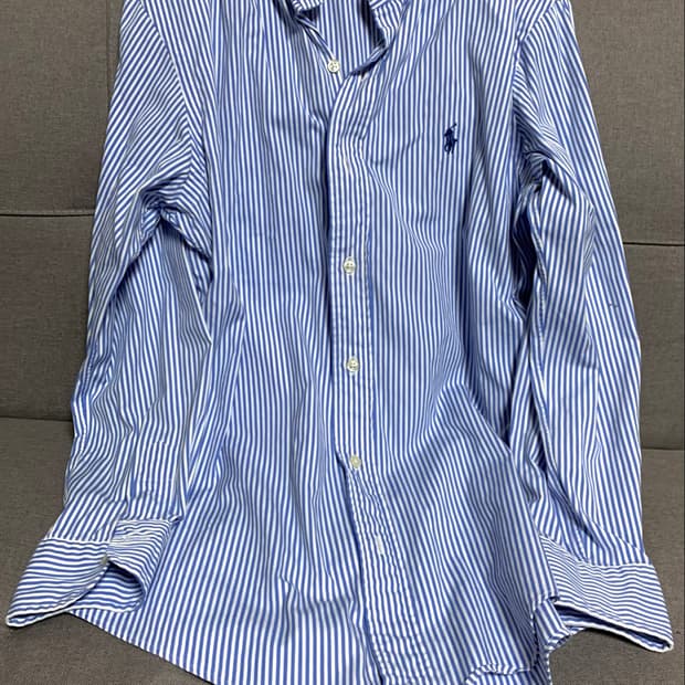 [polo] 폴로 하늘색 스트라이프 긴팔 카라 셔츠