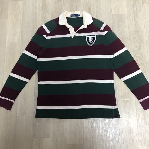 (M) 폴로 랄프로렌 POLO 포레스트 그린 버건디 럭비티 럭비셔츠