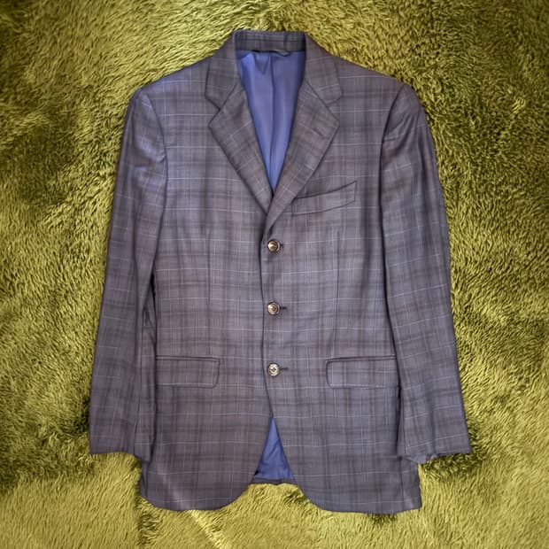 로로피아나 페브릭 재패니즈 테일러 메이드 체크 블레이저 자켓