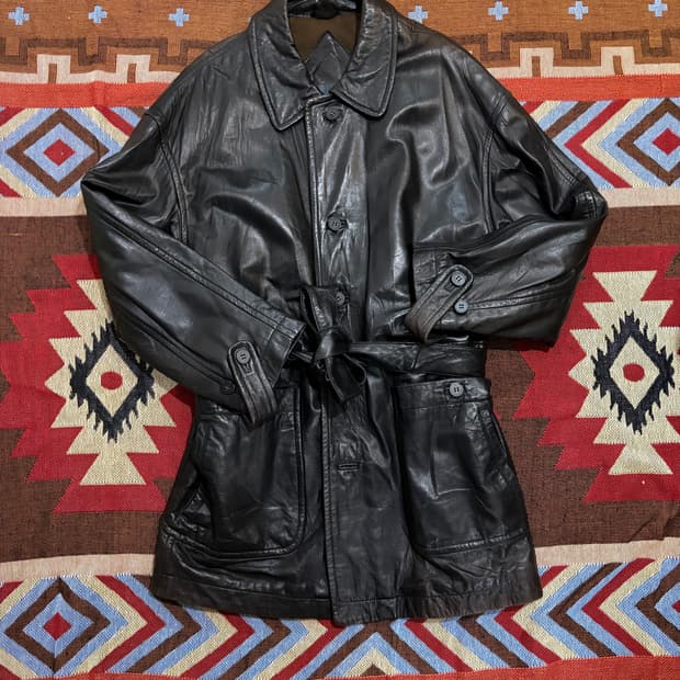 (100-105) 빈티지 카우하이드 벨티드 코트