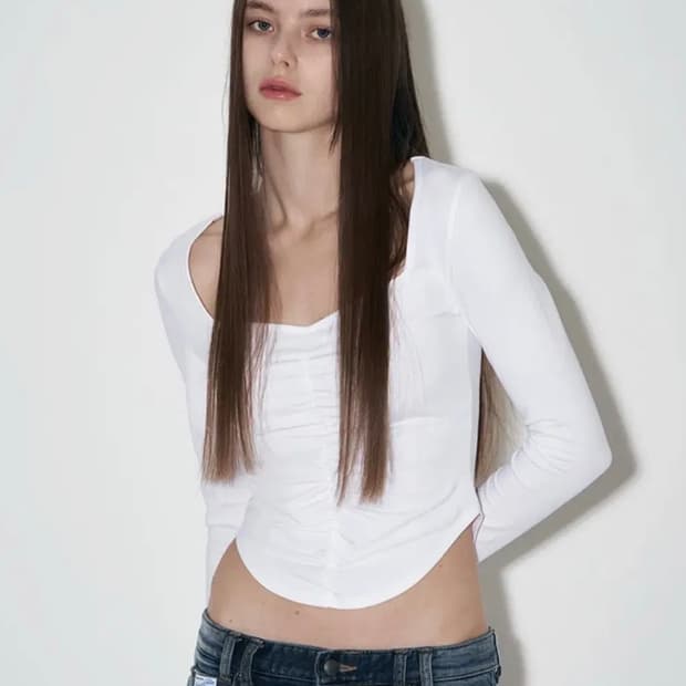 (옷장 정리) 플리즈노팔로우 달린탑 긴팔 화이트