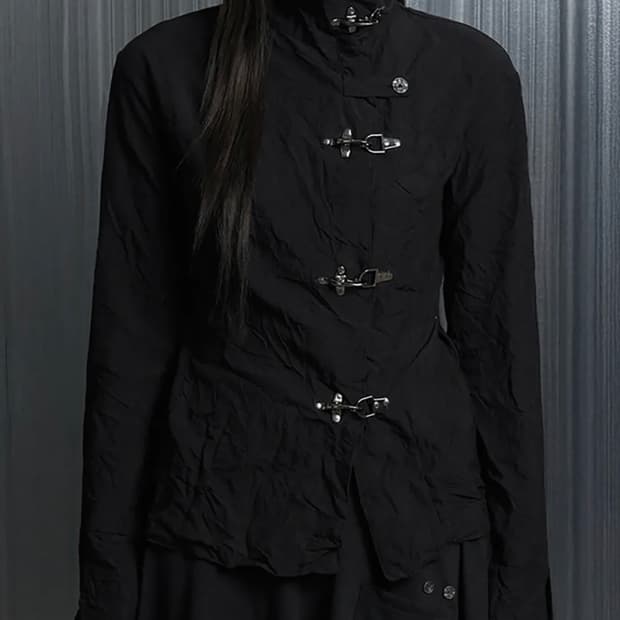 에트오소메 크링클 텍스처 훅 자켓 블랙 1사이즈