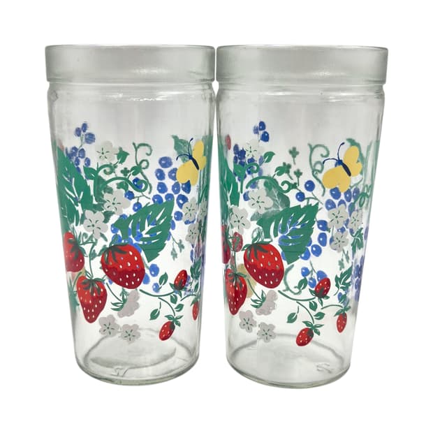 70s 미국 앵커호킹 딸기꽃 텀블러 글라스 1p