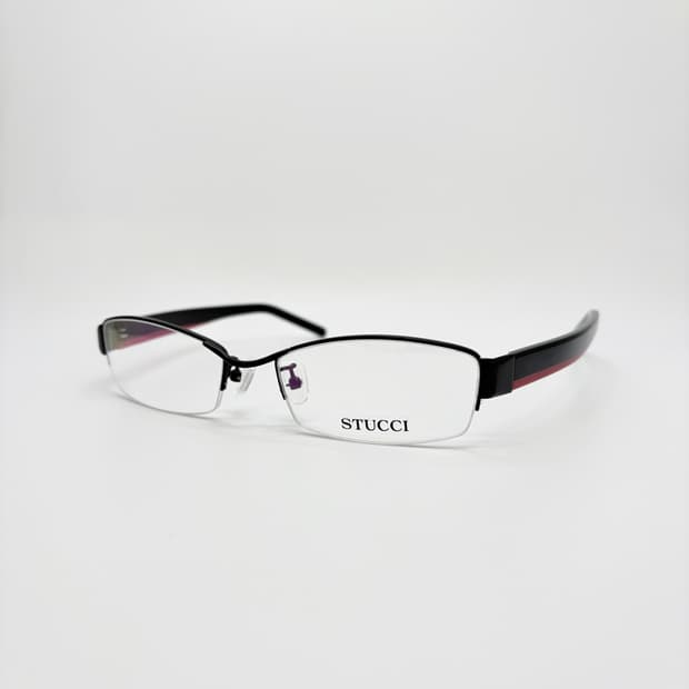 STUCCI 블랙 스퀘어 반무테 빈티지안경