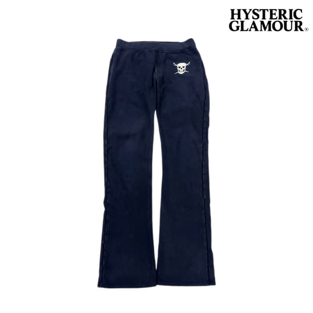 히스테릭글래머 제팬 스컬 해골 자수 부츠컷 트랙팬츠