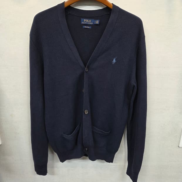 폴로랄프로렌 피마코튼 와플 가디건 m 다크네이비 