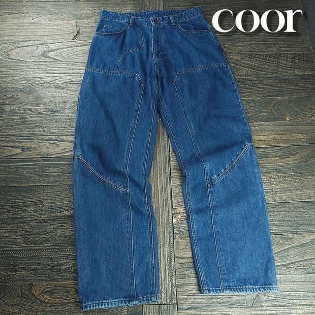 [COOR] 쿠어 더블니 데님 워크 팬츠 블루 M22188