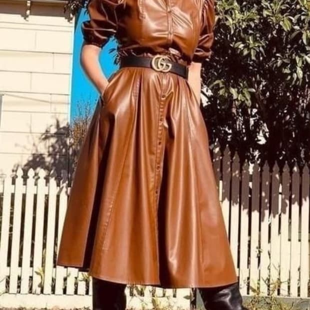 자라 페이크레더 셔츠형 롱원피스