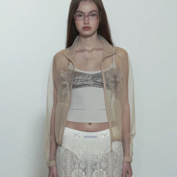 스컬프터 Mesh Sheer Zip-Up Jacket Skin