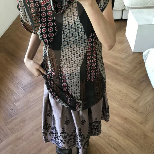 vintage pattern mesh top