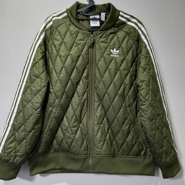 아디다스 퀄팅 카키 트랙탑 저지 져지집업 105/XL