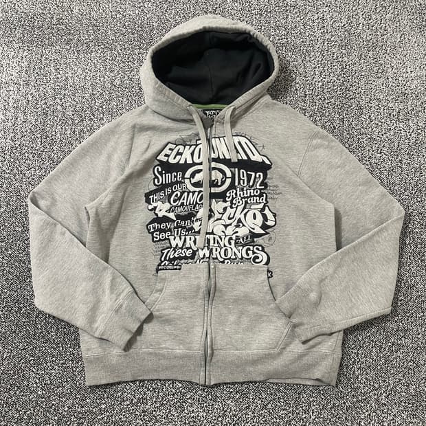 빈티지9. 에코언리미티드 올드스쿨 그래픽 후드집업 후디 Y2K