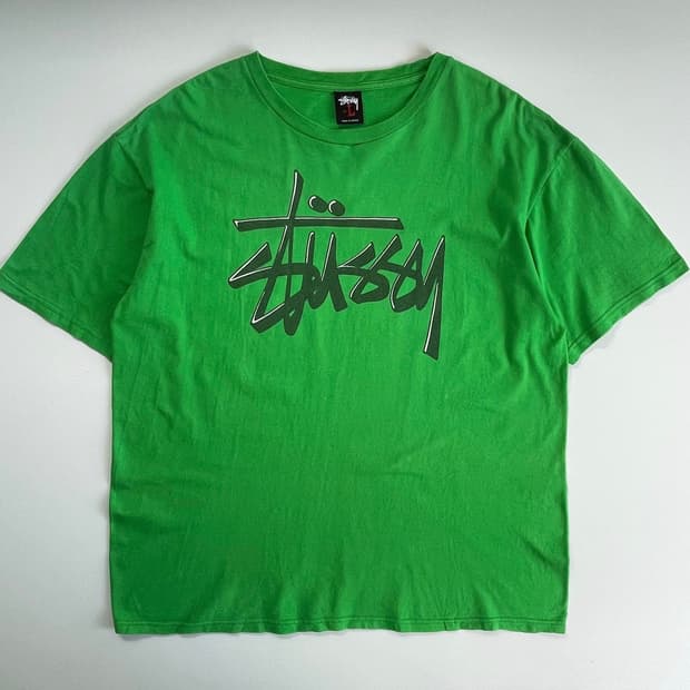 Stussy  스투시 00,s 스탁 빅로고 그린 반팔 티셔츠