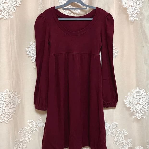 와인 벌룬 미니 원피스