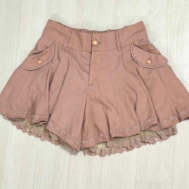 엑시즈팜 핑크 레이스 큐롯팬츠 히메 라떼갸루 