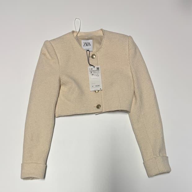택있음!! 여성 자라 Zara 트위드 와플 크롭 자켓