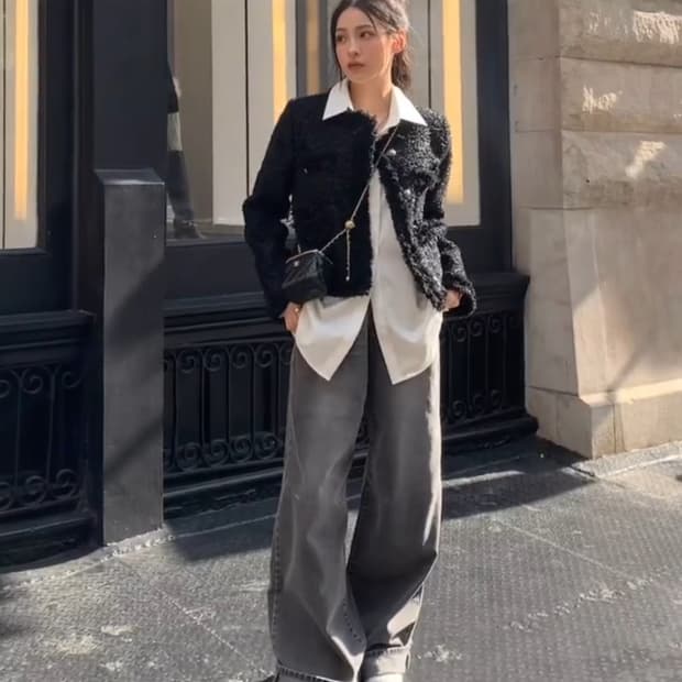 카키포인트 슬릿 박시 데님 s