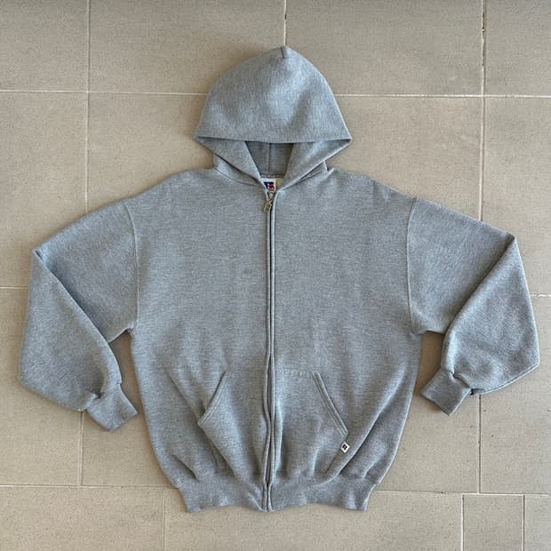 90s 빈티지 러셀 후드집업 그레이 L USA