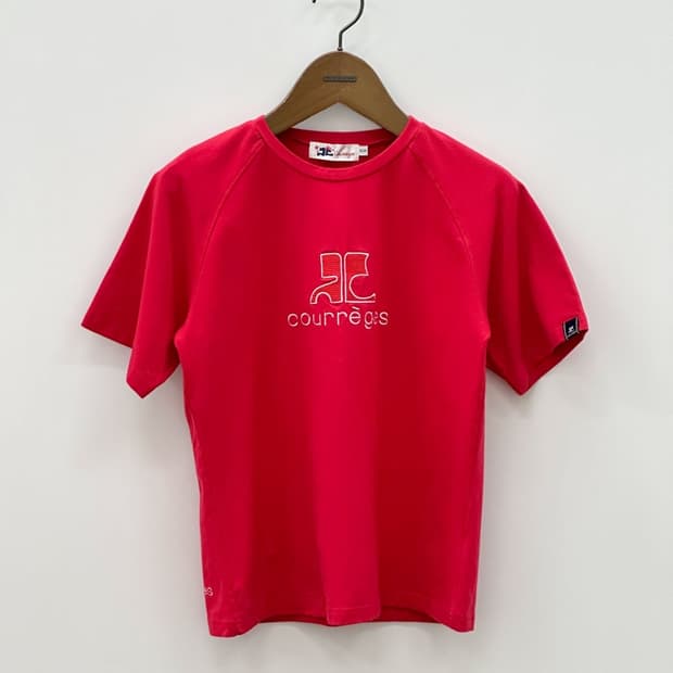 courreges / 꾸레쥬 레드 빅 로고 반팔 티셔츠 