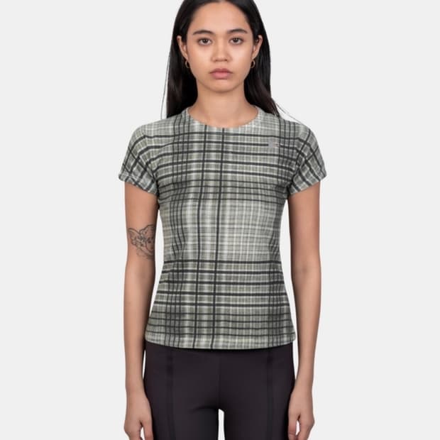 Roa 로아 체크 반팔 베이비 티셔츠 26ss