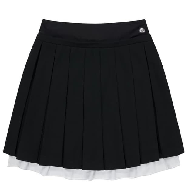 코이세이오 더블 웨이스티드 플리츠 스커트 블랙 2