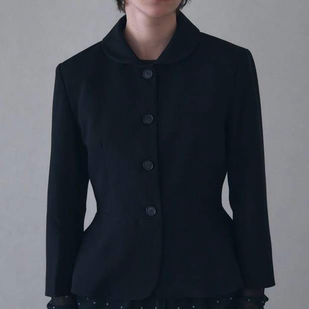 바니쉬먼트 자켓 Round collar flare jacket_black