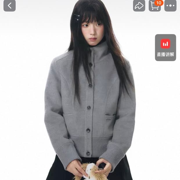 TAKEANAP 테이크어냅 그레이 숏 코트 숏코트 하이넥