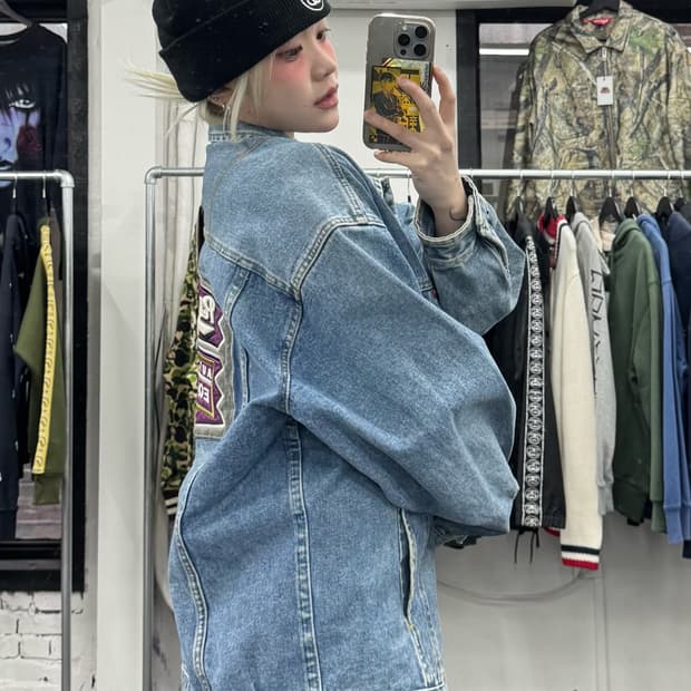 펠레펠레 오버핏 빅패치 데님자켓