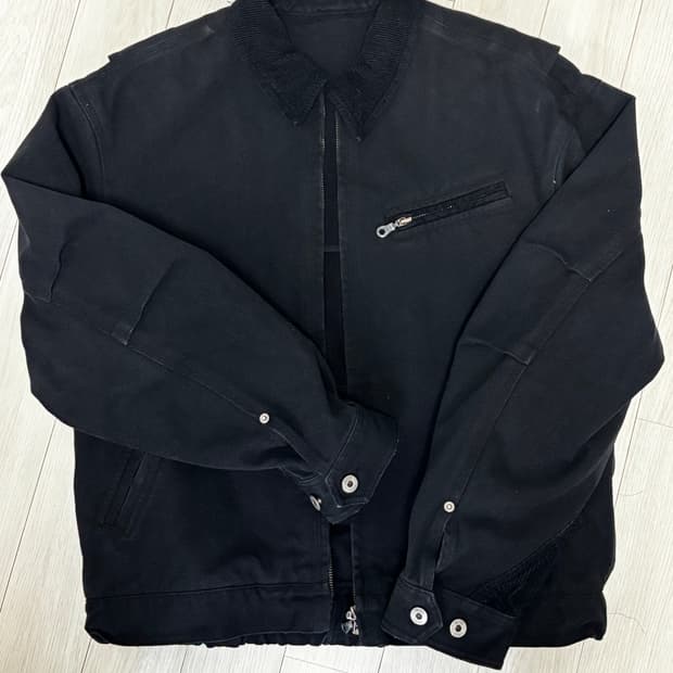 쿠어 오버 다잉 페이디드 데미지 워크 자켓 (워시드블랙)