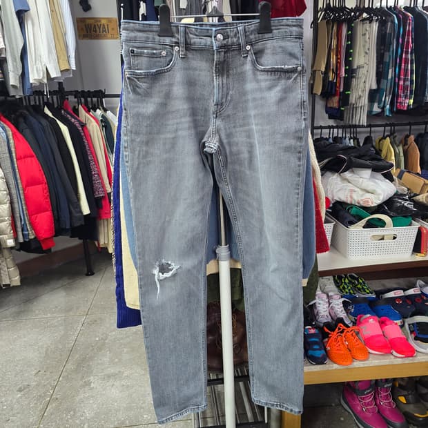 캘빈클라인 데미지 워싱 그레이 데님 팬츠 (1344)