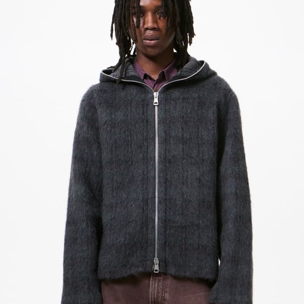 [46,48,50,52]아워레가시26ss체크 헤어리 풀 후드집업/그레이