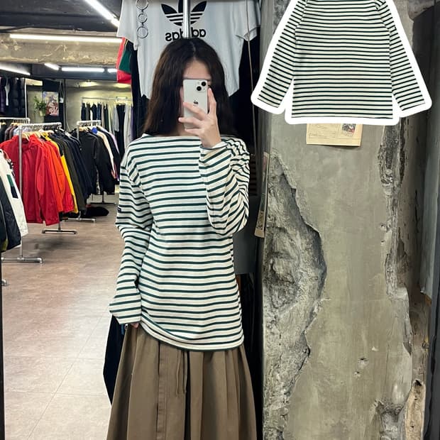 세인트제임스 스트라이프 긴팔티 그린  #csz2046